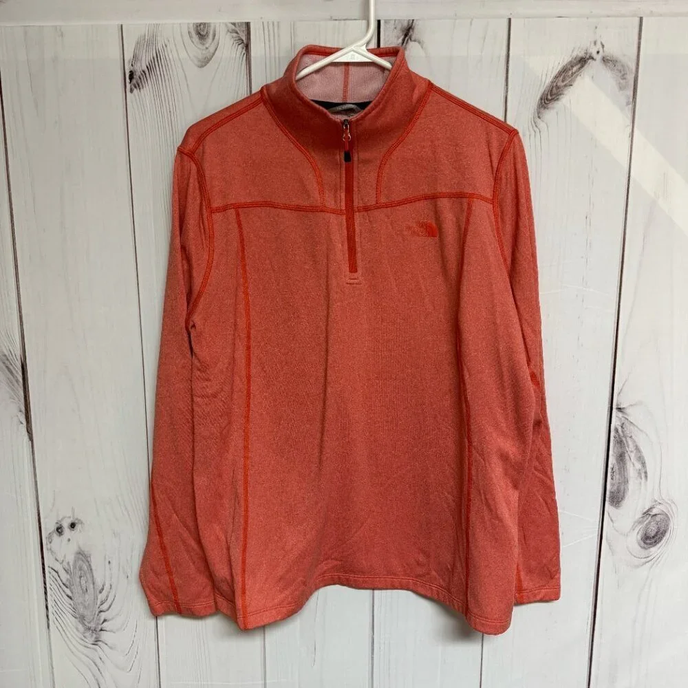 The North Face 1/4-Zip Pullover Men’s Large Orange Heather EUC‎